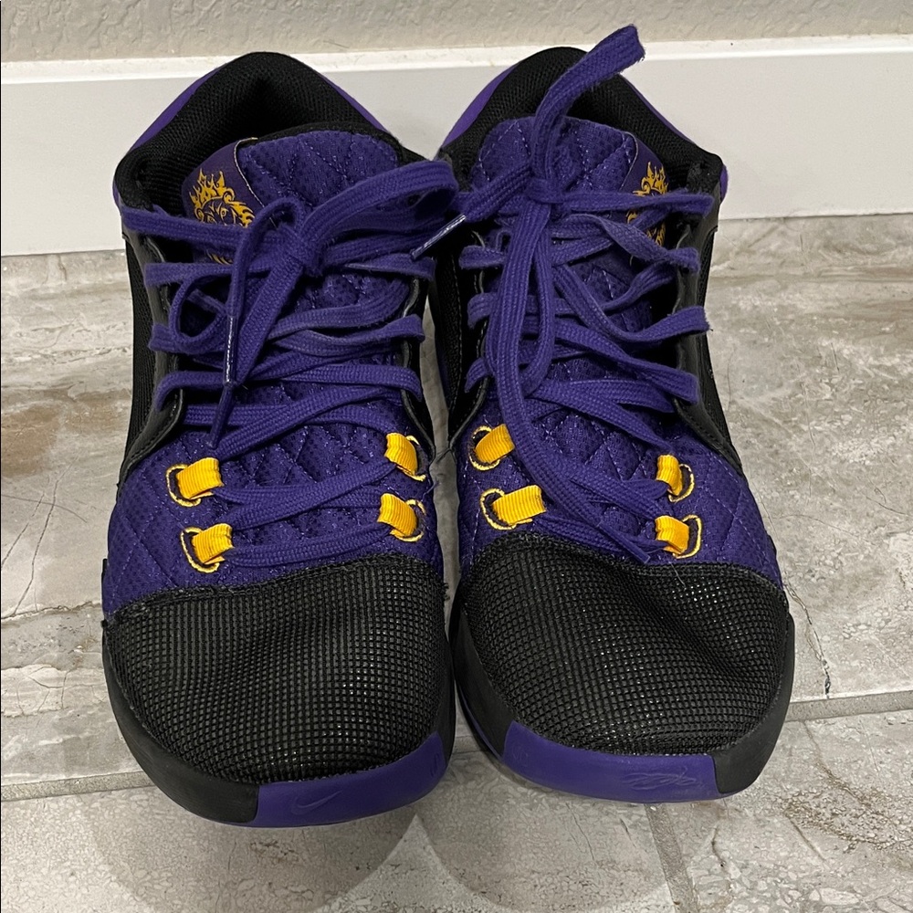 Black & Purple Men's Athletic Sneakers with Gold Accents - Picture 2 of 7